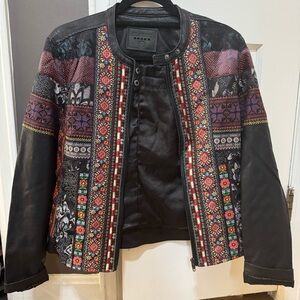 Blank NYC Vegan Leather Embroidered Jacket